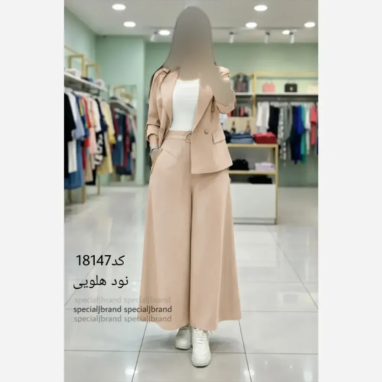 ست کت و دامن شلواری زنانه لینن سارا