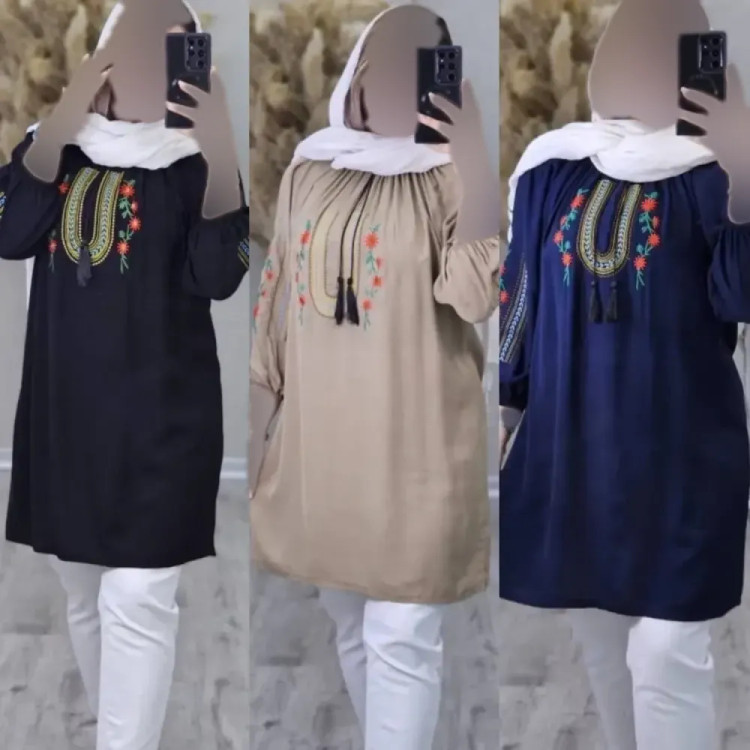 شومیز زنانه مدل تارا جنس شانتون و گلدوزی فری سایز